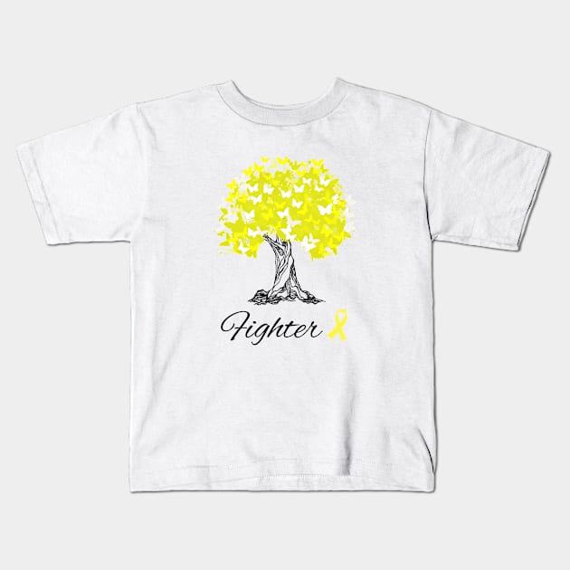 Raising Support & Awareness Fighter Tree With Butterflies Kids T-Shirt by MerchAndrey